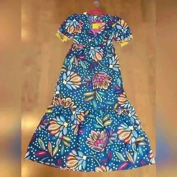 Tabitha Brown Floral Blue Maxi Dress Size 4 - Picture 2 of 2